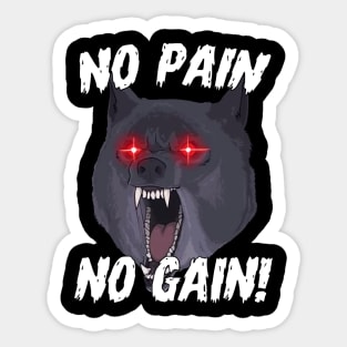 No Pain No Gain Gym Wolf Motivational Sports Quotes Sticker